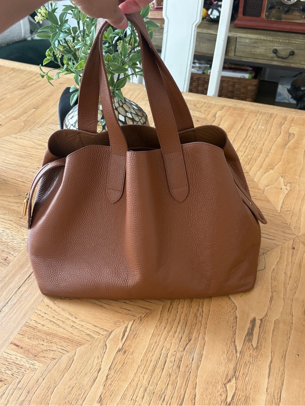 Cuyana Brown Leather Satchel